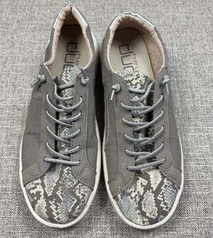 Hey Dude Karina Silver Python Shoes Womens Size 10 Gray Slip On Sneakers